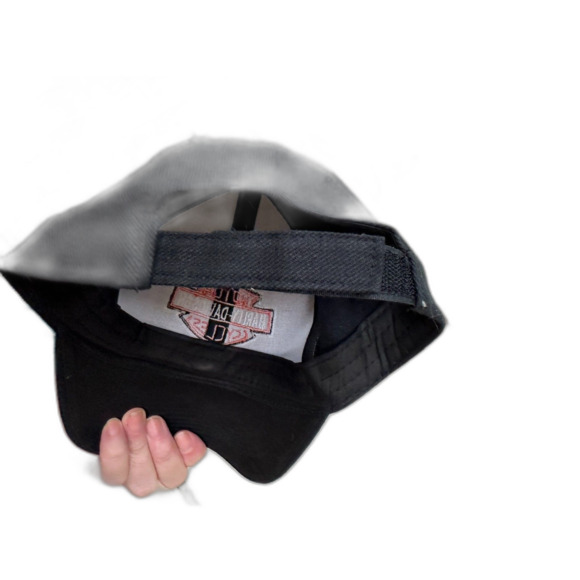 Harley Davidson Embroidered Baseball Cap, US Flag & H-D Motorcycle Logo, Black - Picture 2 of 5